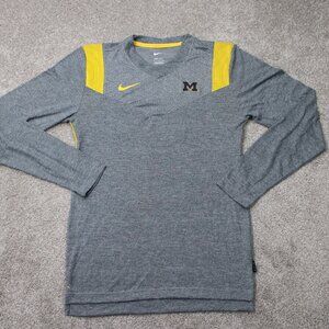 Nike‎ Michigan Wolverines Shirt Mens Small Gray Dri-Fit On-Field Apparel L/S